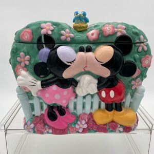 Disney Mickey Minnie Kissing Heart Valentine garden‎ wedding shower Cookie Jar
